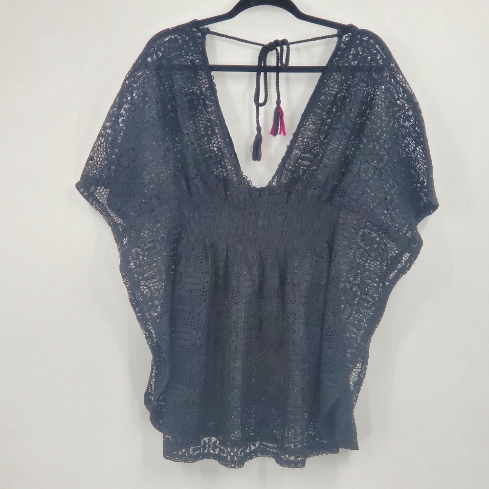 ♧♧ Xhilaration Black Crochet Lace Swim Coverup Size Medium